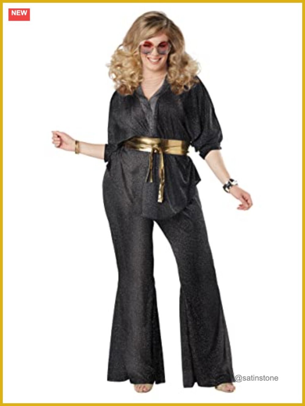 Retro Stewardess Costume Plus Size Dolman Sleeve Wrap Top Belt Pants
